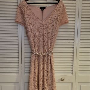 Floor length formal pink gown plus size